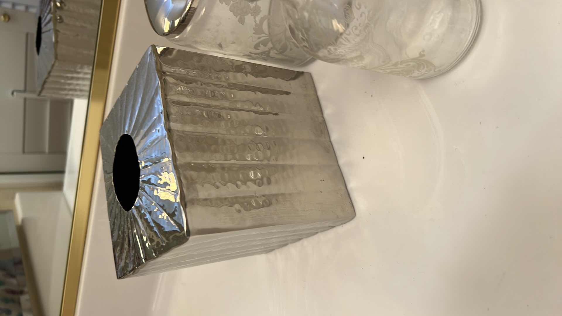 Photo 1 of 5-GLASS STORAGE JARS, SILVER TISSUE HOLDER