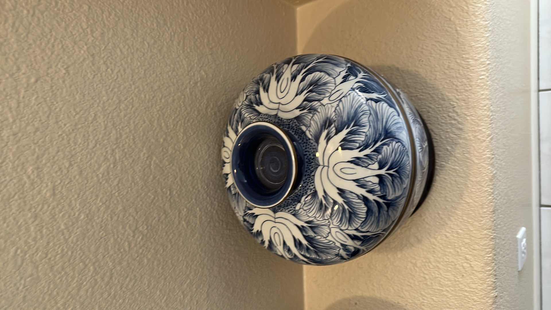 Photo 1 of 2- VINTAGE BLUE & WHITE PORCELAIN LIDDED JAR & BOWL 