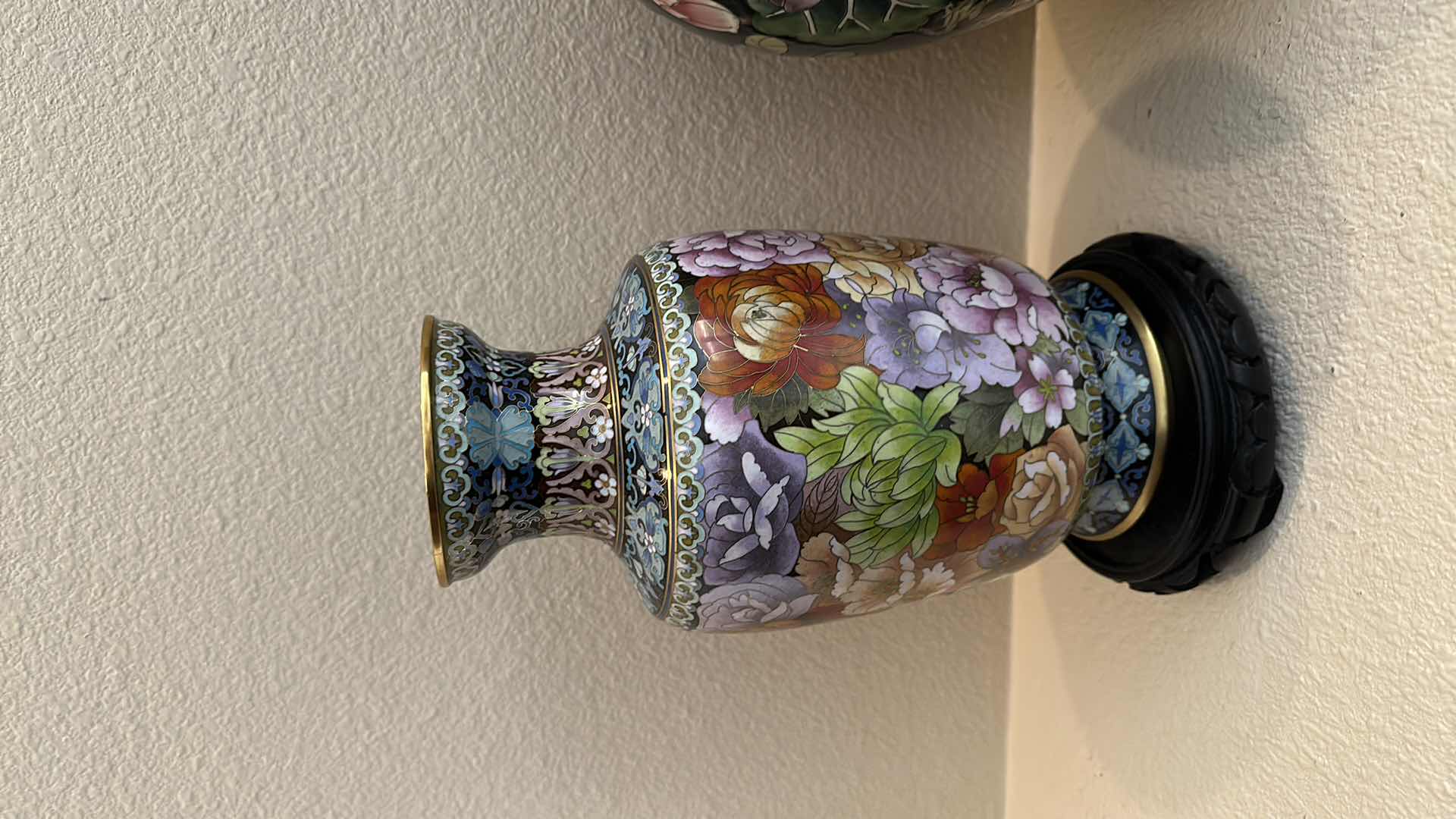 Photo 1 of PORCELAIN GINGER JAR & VASE ON WOOD STANDS