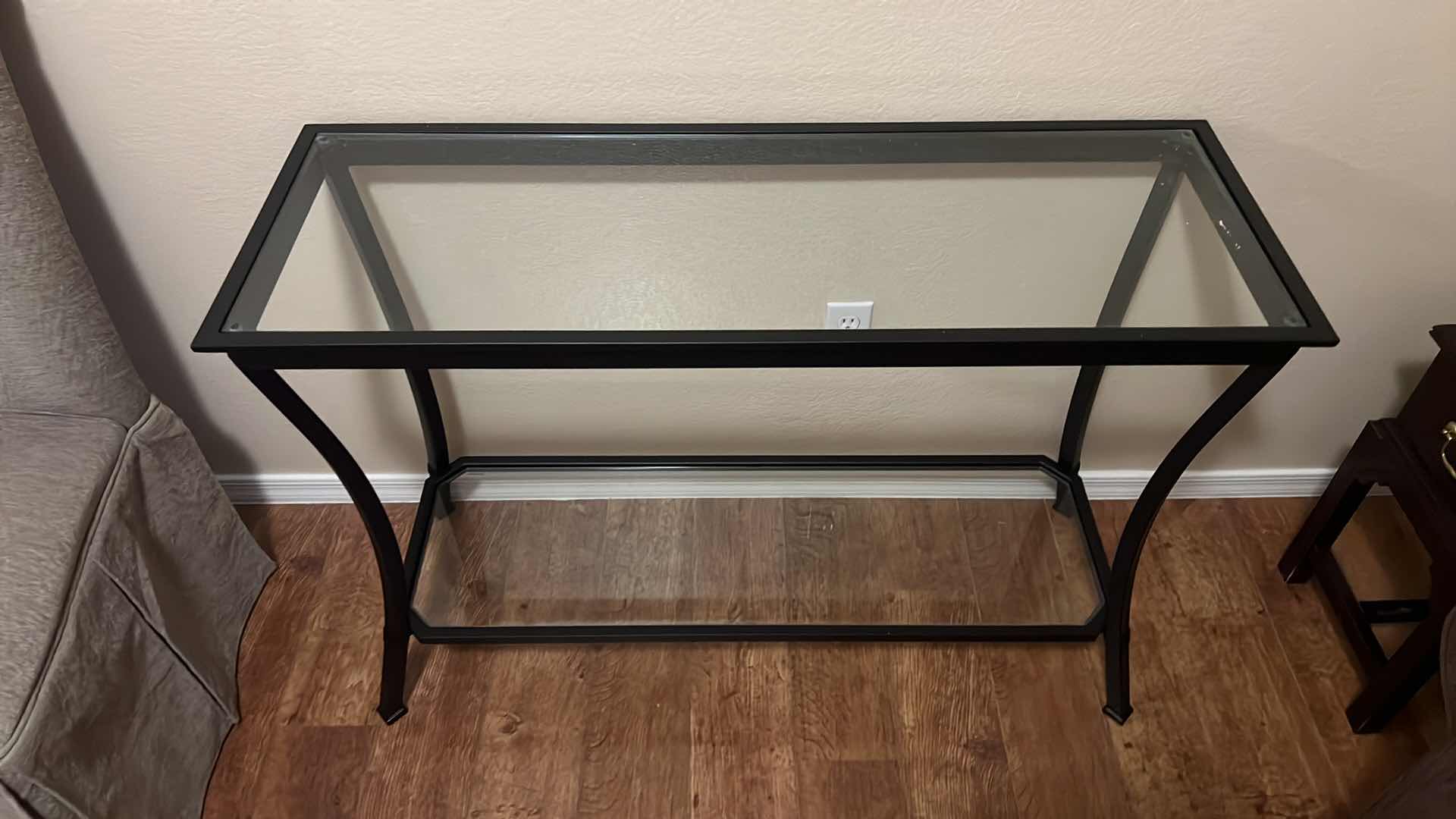 Photo 1 of BLACK METAL W GLASSTOP ENTRY TABLE 44” x 16” H31”