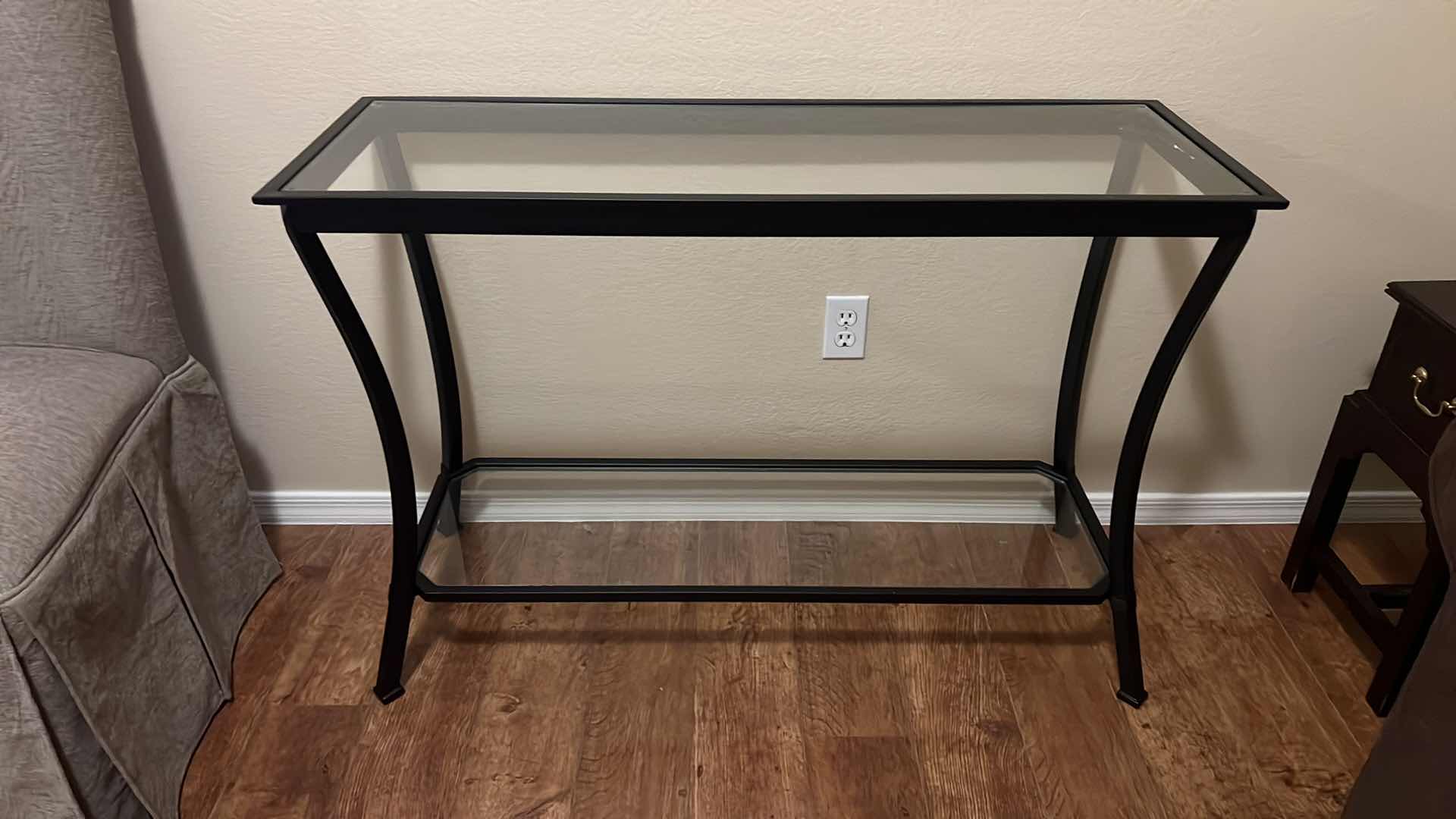 Photo 1 of BLACK METAL W GLASSTOP ENTRY TABLE 44” x 16” H31”