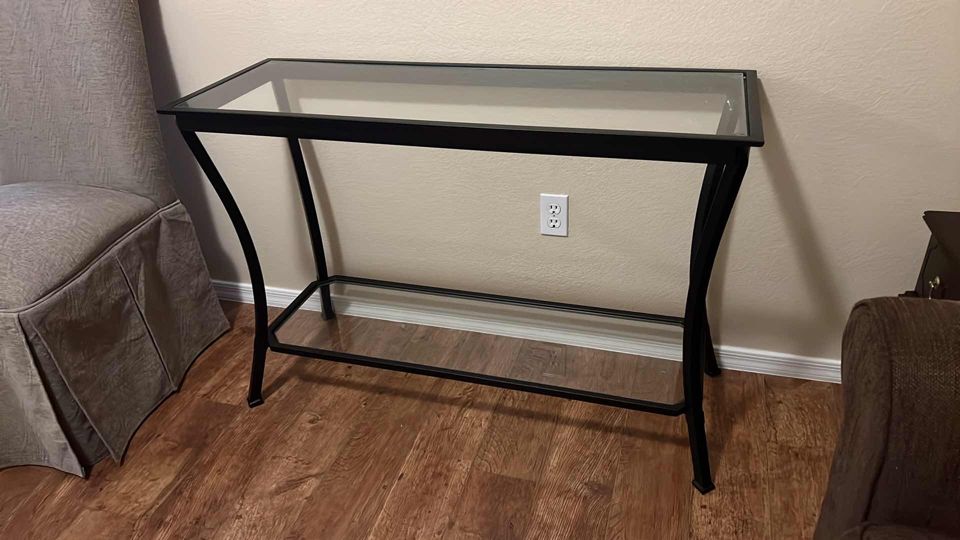 Photo 1 of BLACK METAL W GLASSTOP ENTRY TABLE 44” x 16” H31”