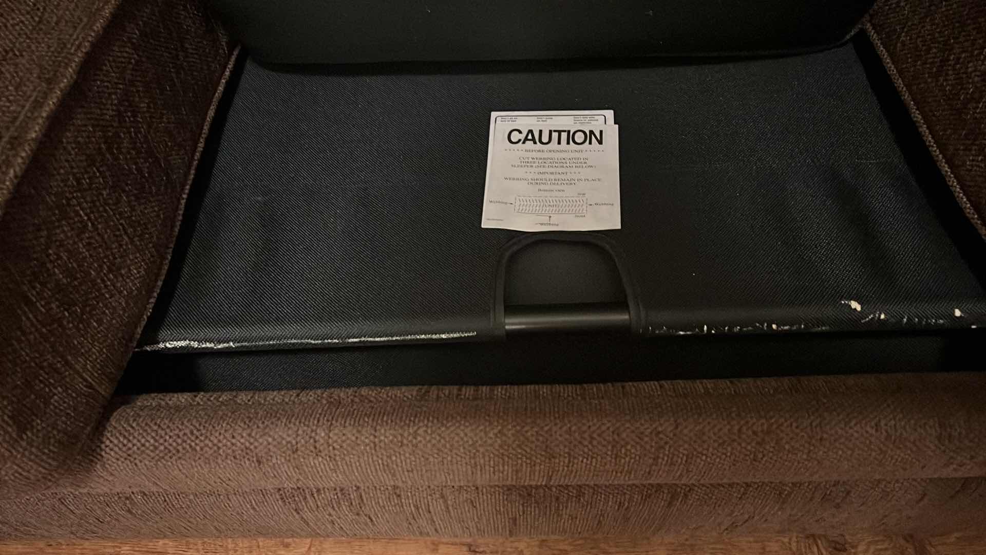 Photo 1 of BROWN UPHOLSTERED SLEEPER SOFA 85” x 36”