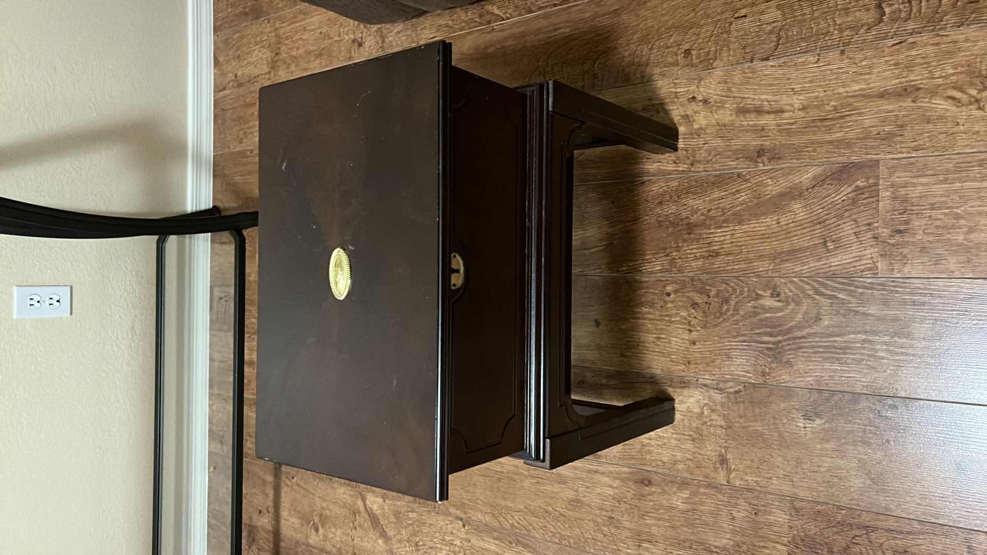 Photo 1 of MAHOGANY STORAGE CHEST ACCENT TABLE W BRASS TRIM 18” x 11” H22”