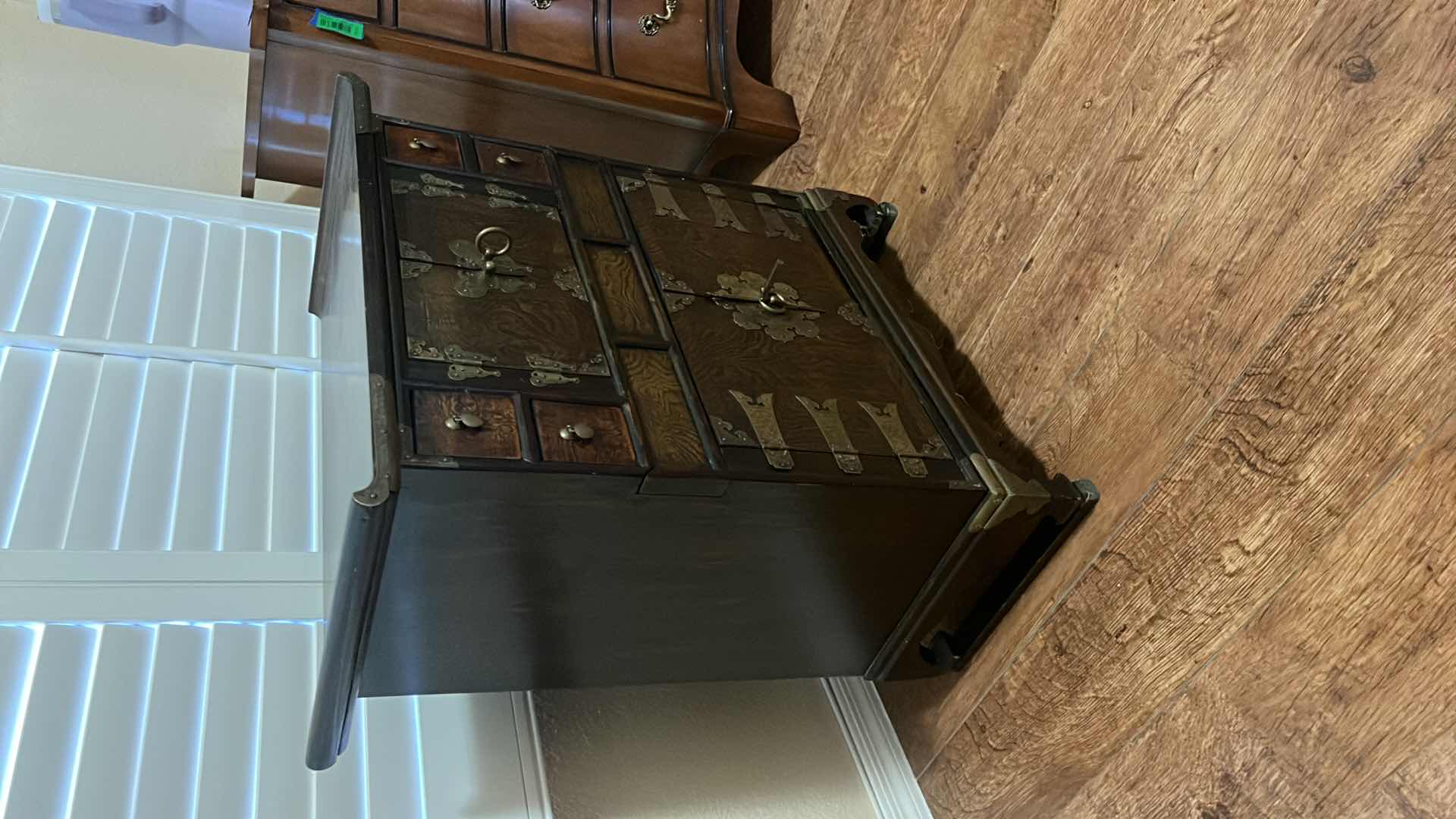 Photo 1 of VINTAGE WALNUT  ACCENT TABLE W BRASS TRIM   26” x 13” H28”