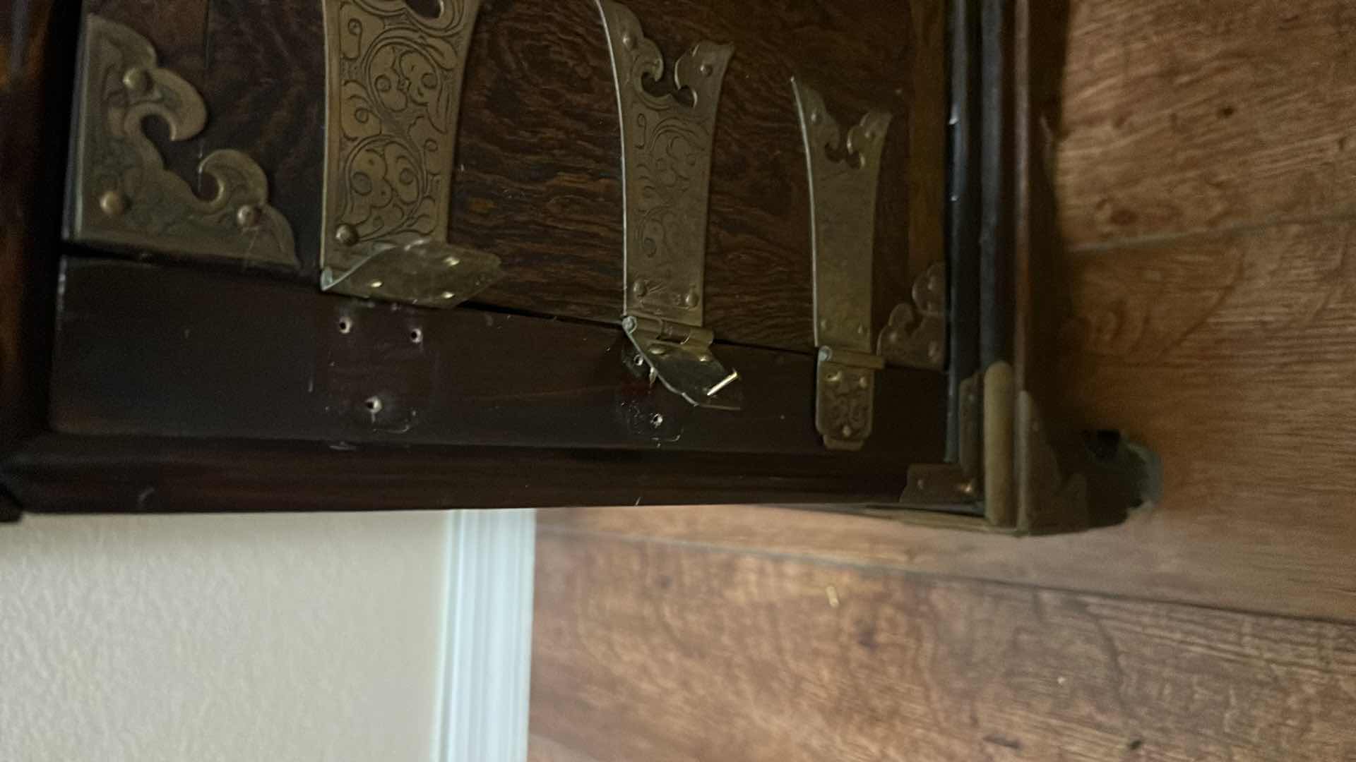 Photo 1 of VINTAGE WALNUT  ACCENT TABLE W BRASS TRIM   26” x 13” H28”