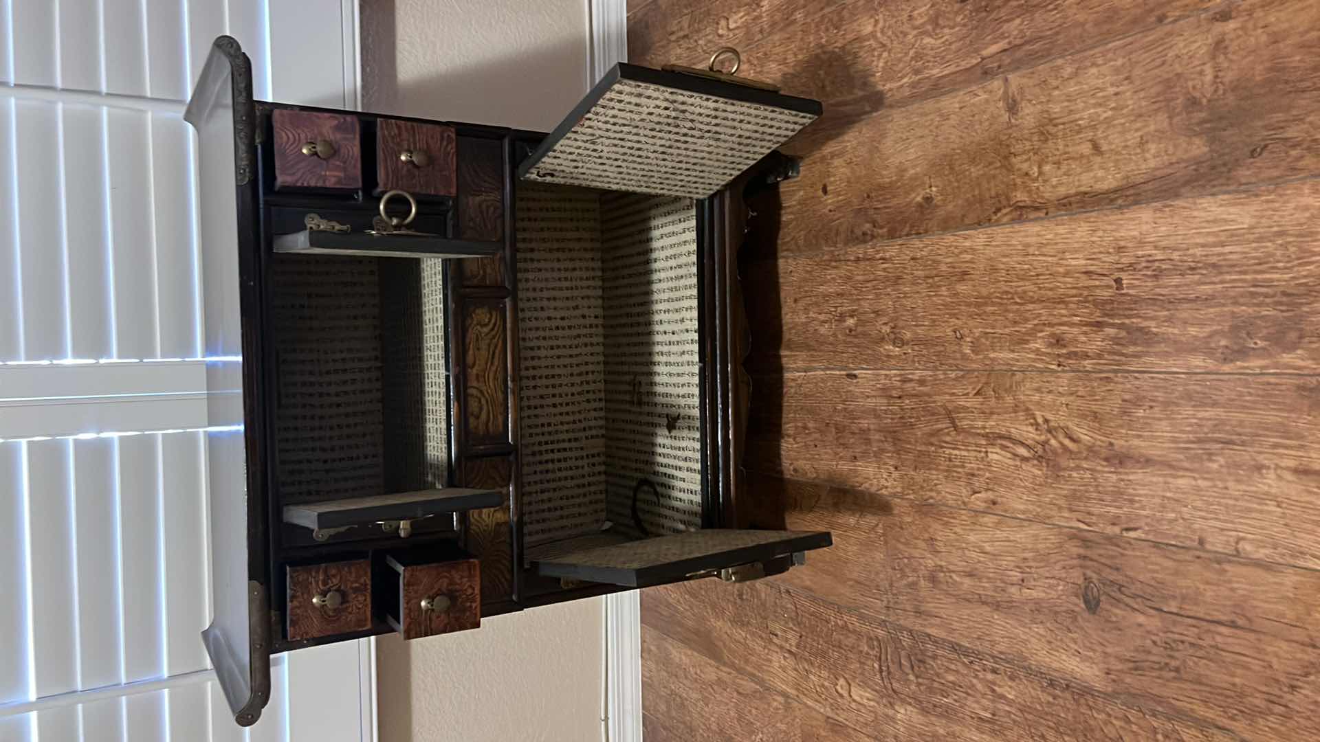 Photo 1 of VINTAGE WALNUT  ACCENT TABLE W BRASS TRIM   26” x 13” H28”