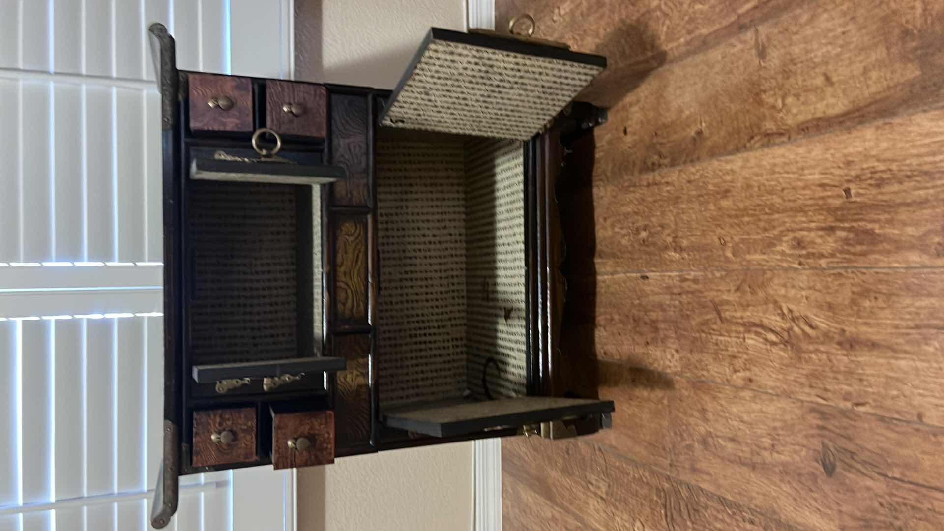 Photo 1 of VINTAGE WALNUT  ACCENT TABLE W BRASS TRIM   26” x 13” H28”