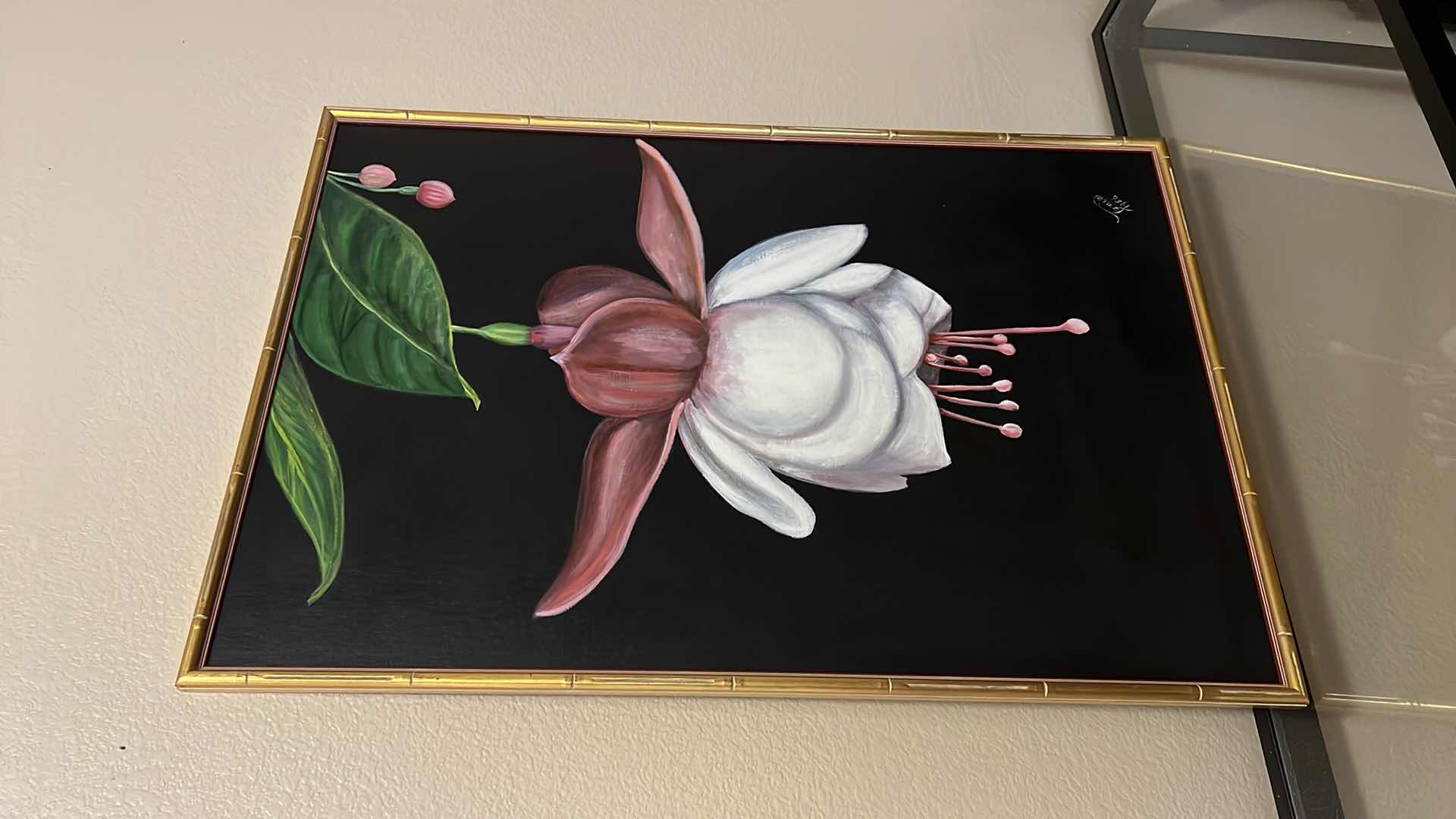 Photo 1 of GOLD FRAMED FLOWER OIL PAINTING ARTWORK-ARTIST SIGNED 25” x 37”