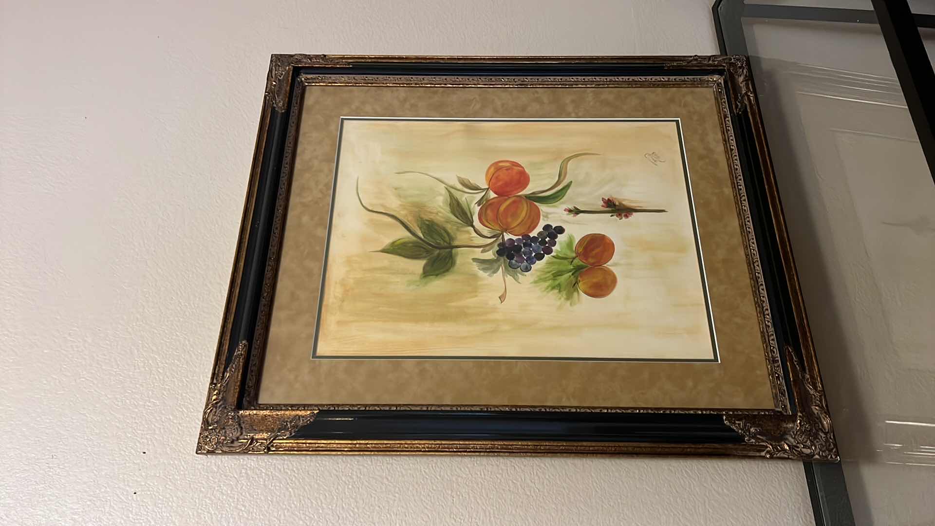 Photo 1 of HEAVY GOLD AND BLACK ORNATE FRAMED FRUIT OIL PAINTING ARTWORK-ARTIST SIGNED 30” x 35”