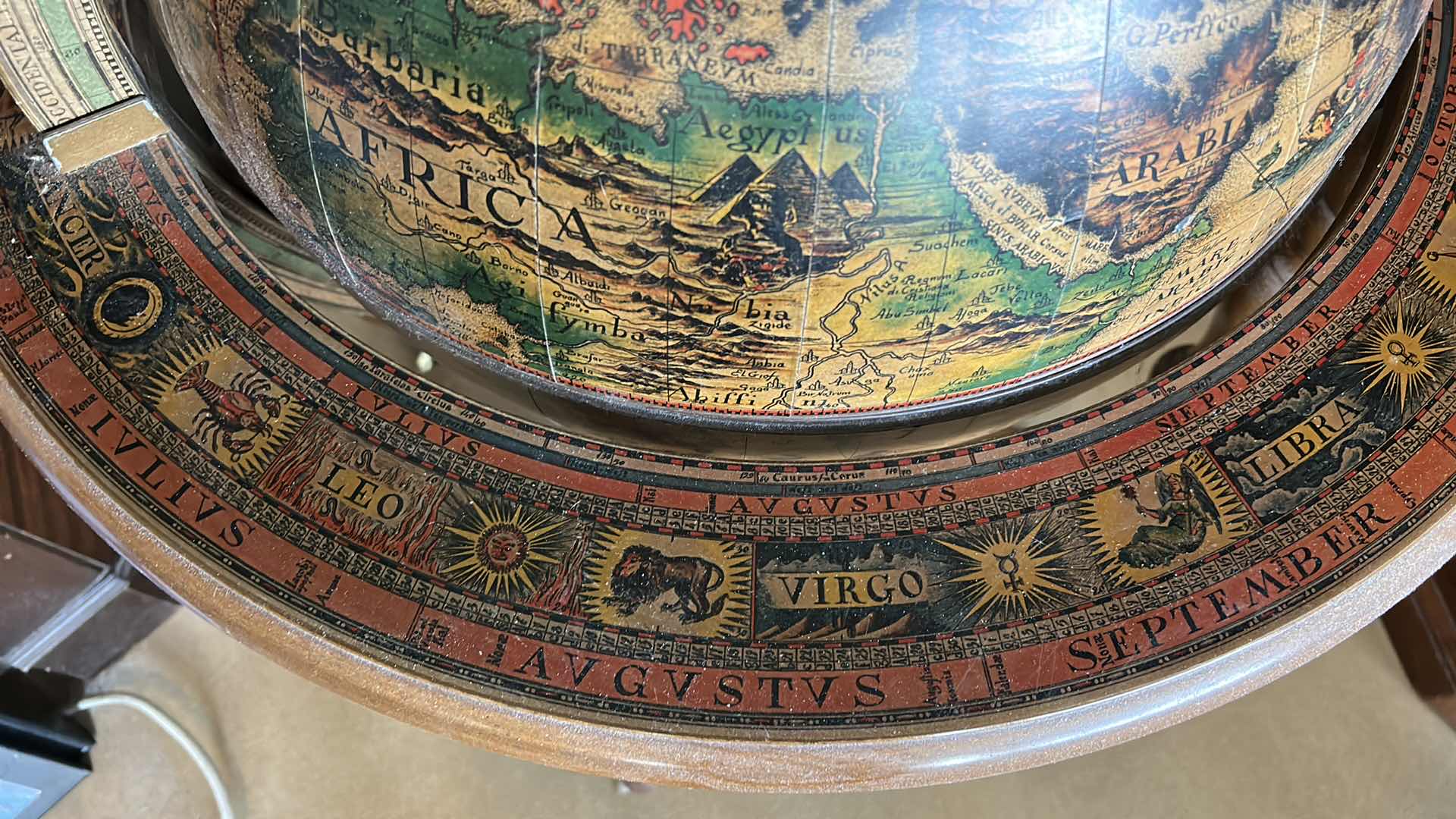 Photo 1 of VINTAGE GLOBE LIQUOR TABLE 29” x 39” (SOME DAMAGE, NEEDS TIGHTENING)