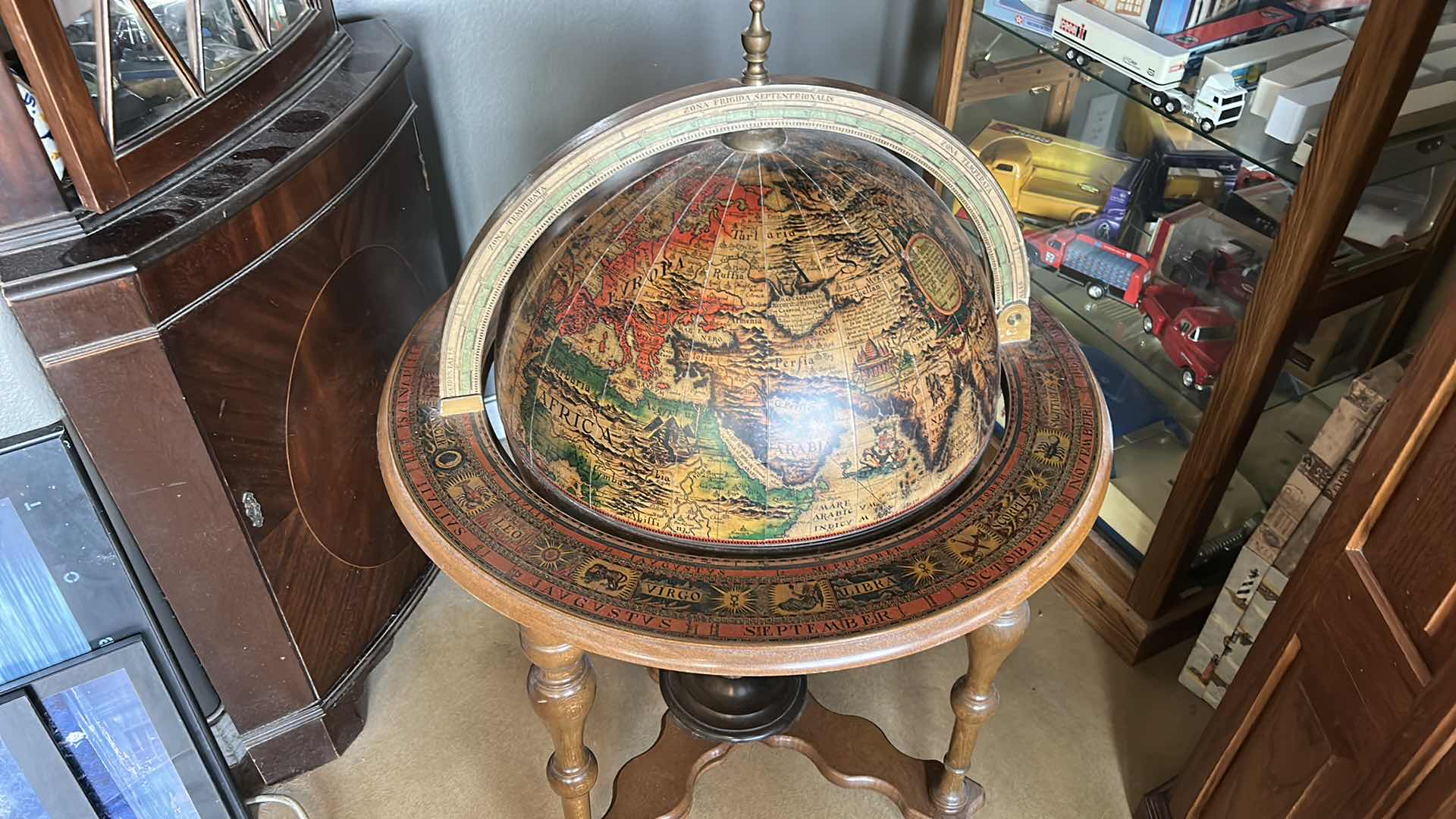Photo 1 of VINTAGE GLOBE LIQUOR TABLE 29” x 39” (SOME DAMAGE, NEEDS TIGHTENING)