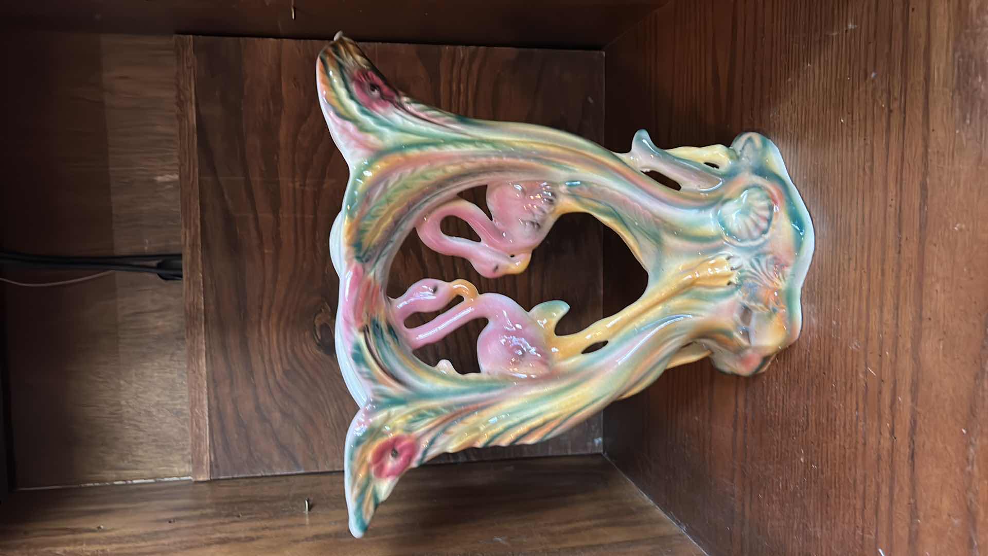 Photo 6 of PORCELAIN VASE WITH FLAMINGOS MADE IN ITALY H12.5”