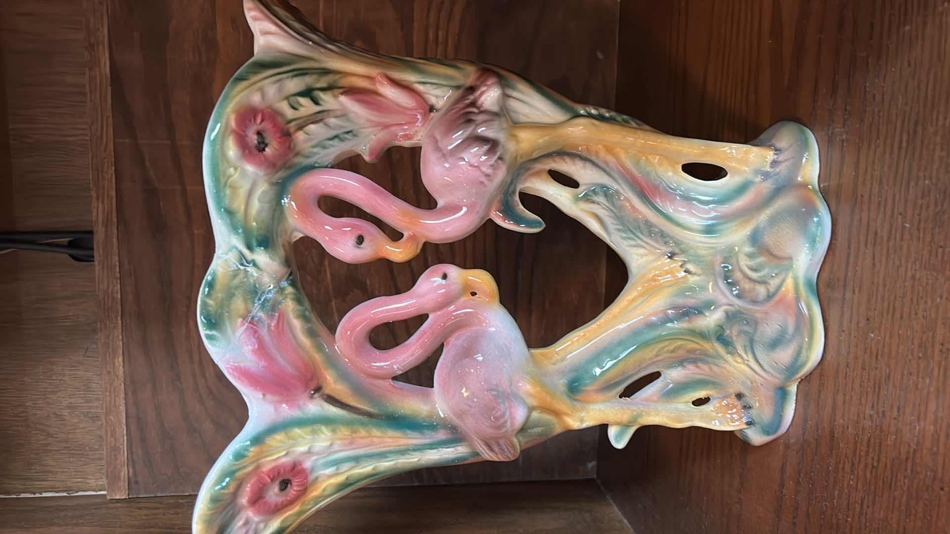 Photo 1 of PORCELAIN VASE WITH FLAMINGOS MADE IN ITALY H12.5”