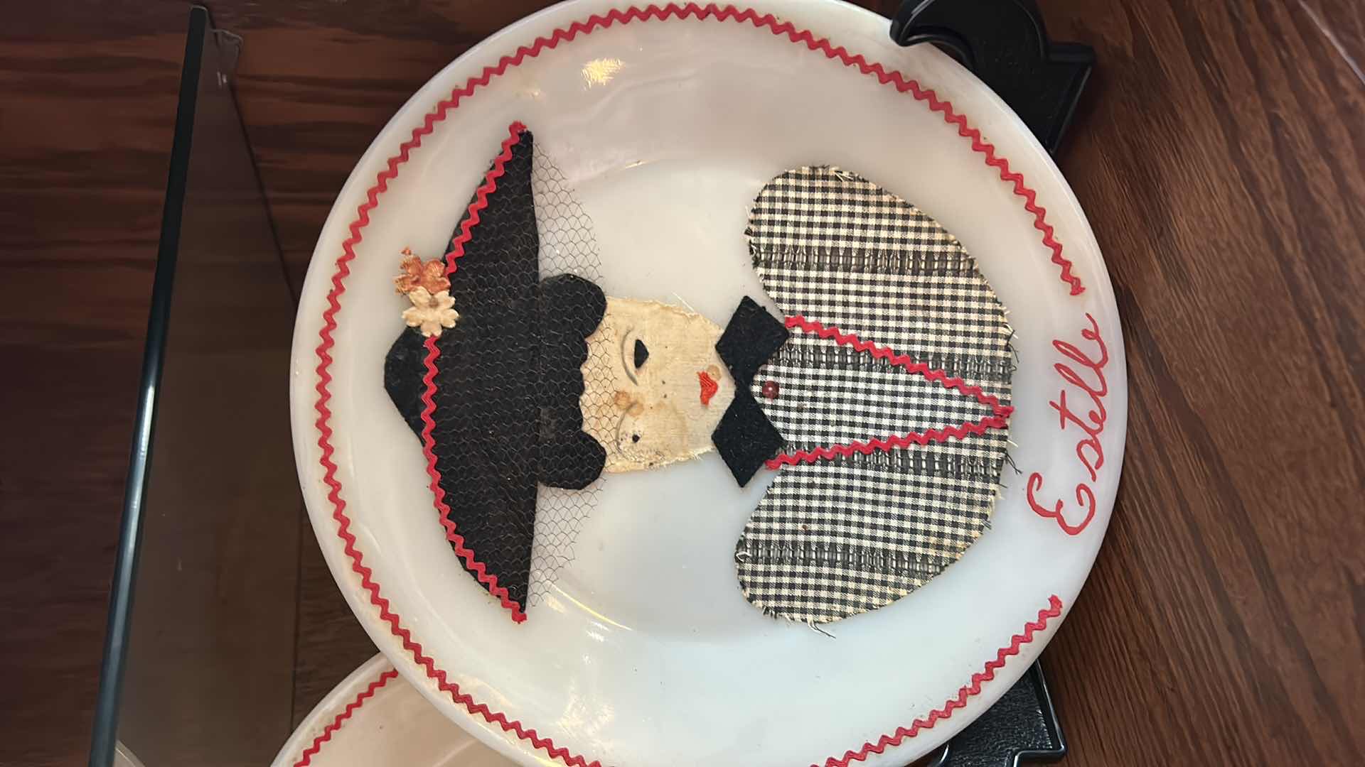 Photo 3 of  4 UNIQUE PLATES DECORATED WITH PLYWOOD AND FELT 9”