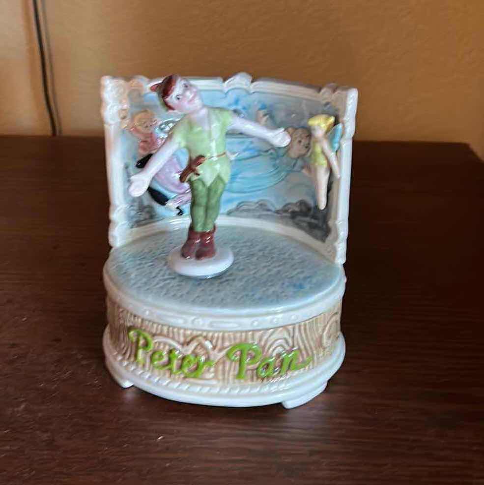 Photo 1 of COLLECTIBLE - THE WALT DISNEY COMPANY, HAND PAINTED PETER PAN "YOU CAN FLY" MUSIC BOX