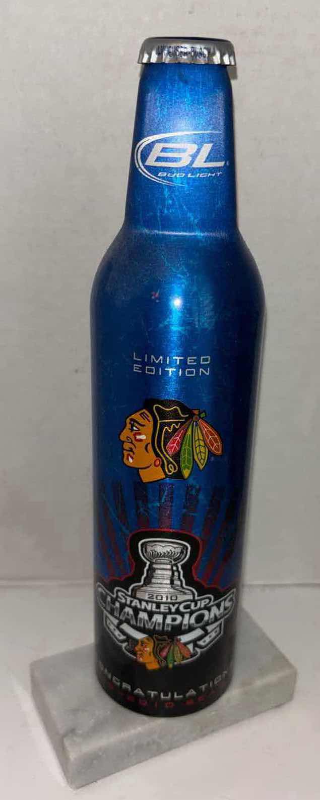 Photo 1 of BUDWEISER & HEINEKEN TAP HANDLES W BID LIGHT 2010 STANLEY CUP CHAMPIONS ALUMINUM BOTTLE