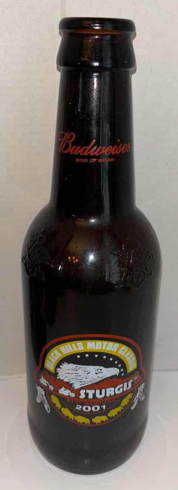 Photo 1 of BUDWEISER 64 OZ KING PITCHER 15” GLASS BEER BOTTLES- US AIR FORCE, DALE EARNHARDT JR & STURGIS (EMPTY)