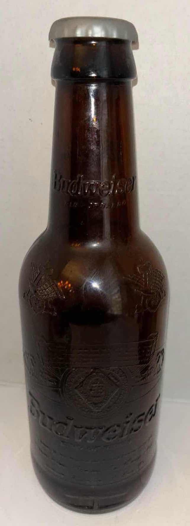 Photo 1 of BUDWEISER 64 OZ KING PITCHER 15” GLASS BEER BOTTLES- US AIR FORCE, DALE EARNHARDT JR & STURGIS (EMPTY)