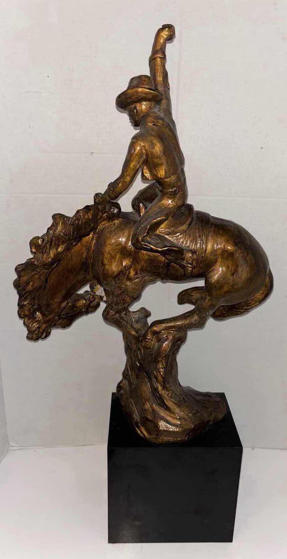 Photo 3 of BUCKING BRONCO RESIN STATUE 5.5” X 15” H28.5”