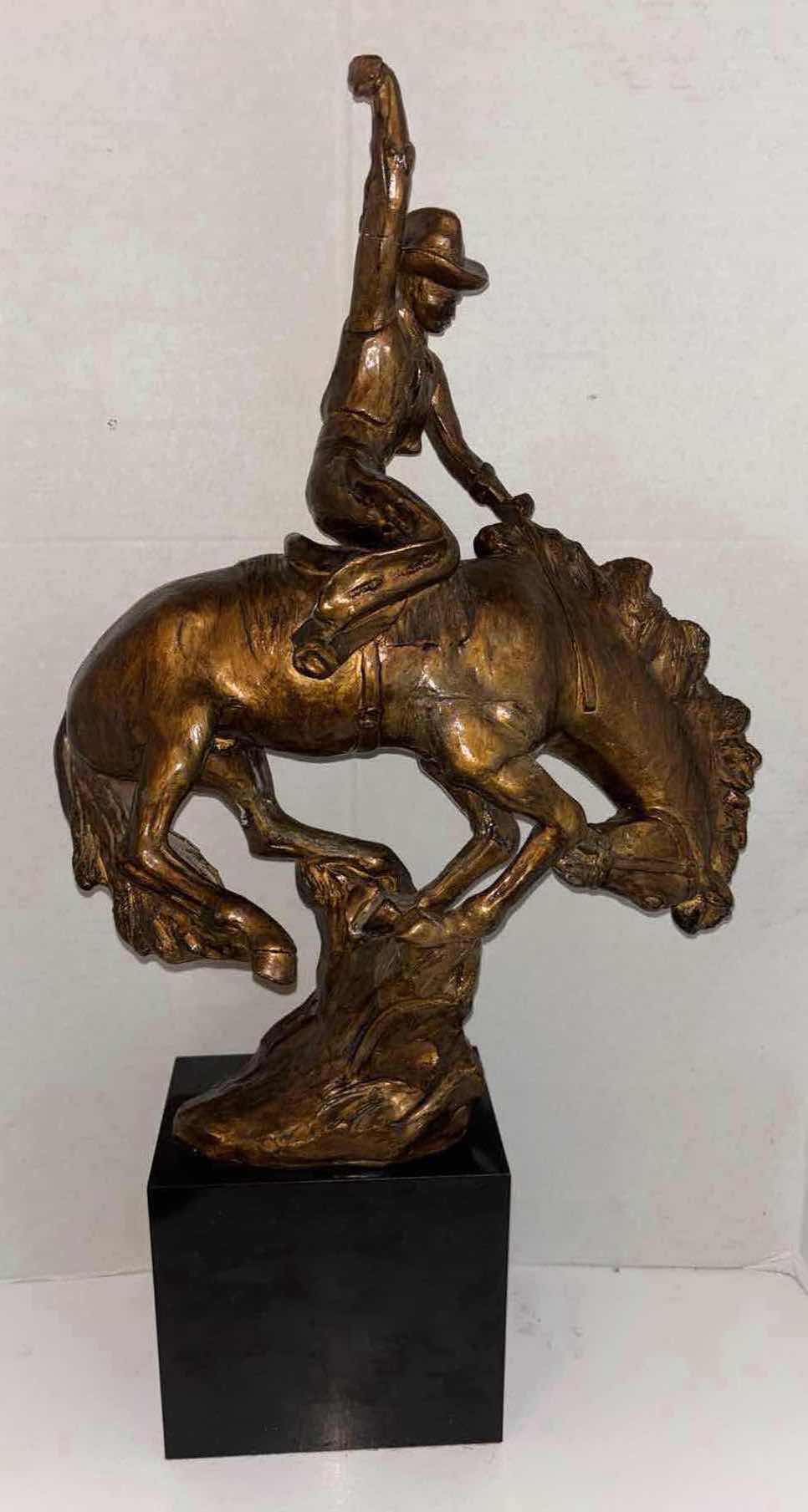 Photo 1 of BUCKING BRONCO RESIN STATUE 5.5” X 15” H28.5”