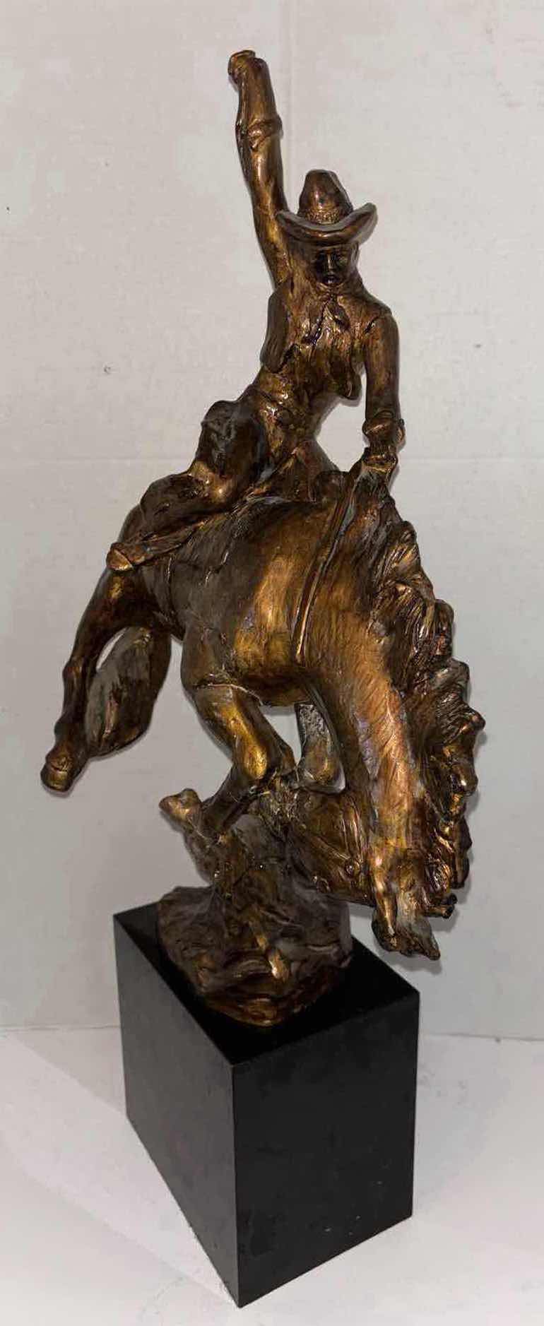 Photo 2 of BUCKING BRONCO RESIN STATUE 5.5” X 15” H28.5”