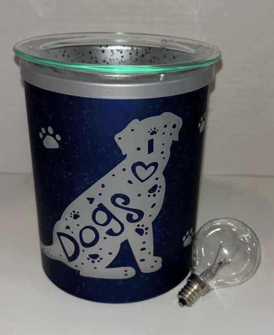 Photo 1 of SCENTSY “I HEART DOGS” WAX WARMER SHADE, TRIVET, WARMER DISH & 25 WATT BULB