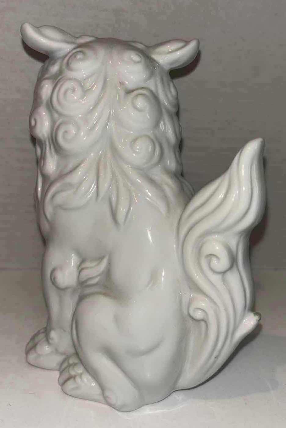 Photo 1 of CERAMIC 7.25” BUDDHA LIGHT-UP HEAD LAMP & VINTAGE FOO DOG TEMPLE LION PORCELAIN STATUE