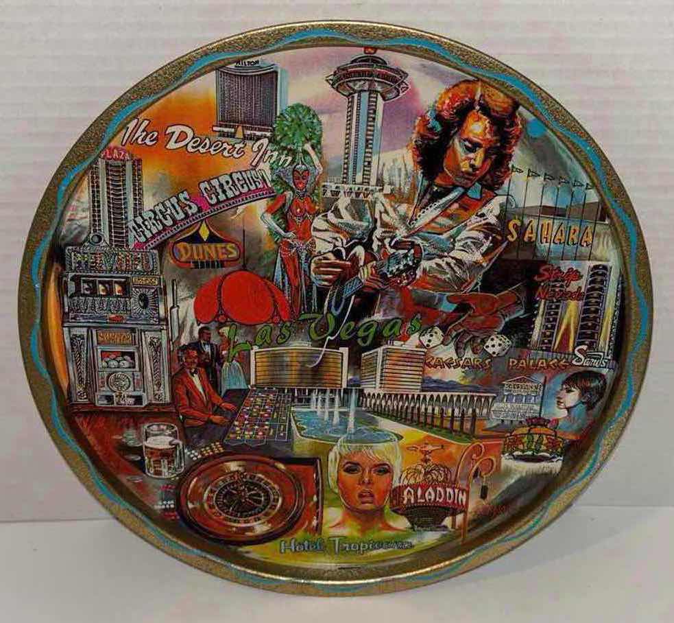 Photo 1 of VINTAGE 1960’S KEN HAAG LAS VEGAS  11” TIN ADVERTISING SOUVENIR TRAY W SIX DRINK COASTERS