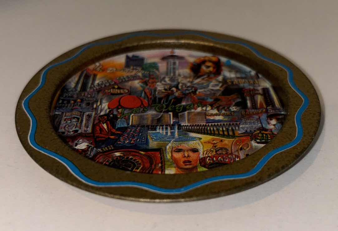Photo 1 of VINTAGE 1960’S KEN HAAG LAS VEGAS  11” TIN ADVERTISING SOUVENIR TRAY W SIX DRINK COASTERS
