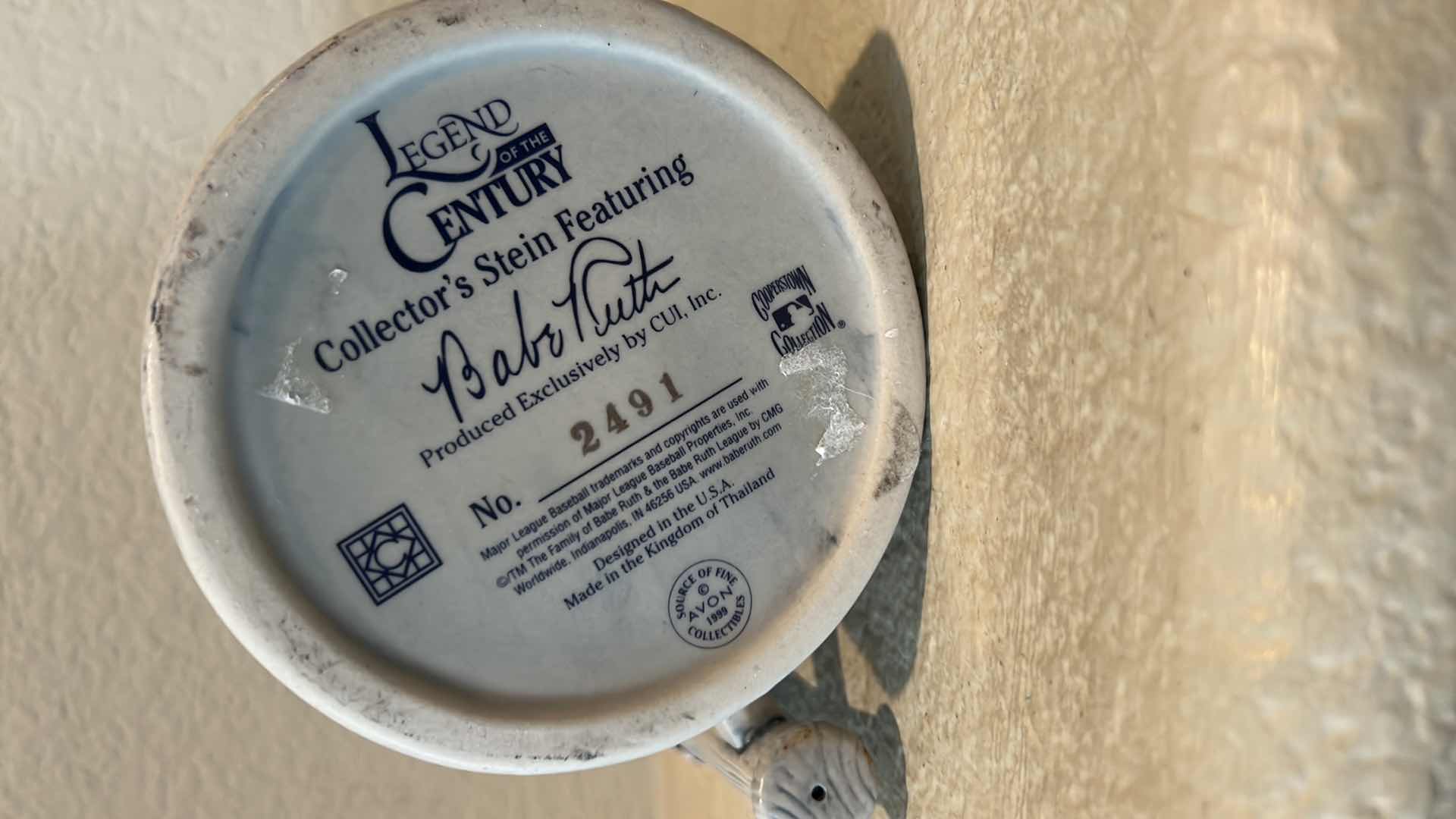 Photo 1 of AVON BABE RUTH LEGEND OF THE CENTURY COLLECTORS STEIN H7.5”