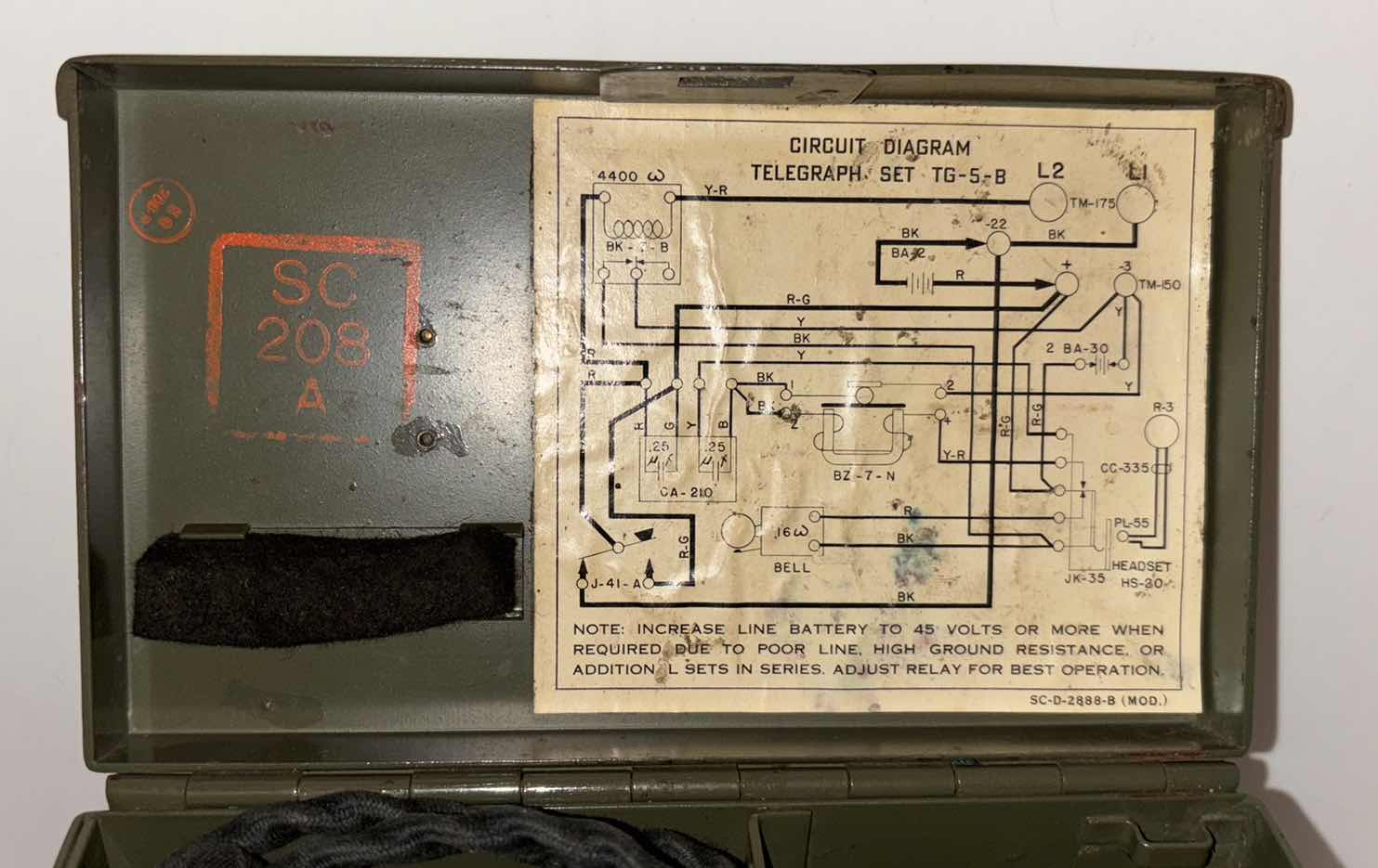Photo 1 of 1945 WWII U.S. ARMY SIGNAL CORPS TELEGRAPH SET TG-5-B MADE BY THE WINSLOW COMPANY, NEWARK NJ