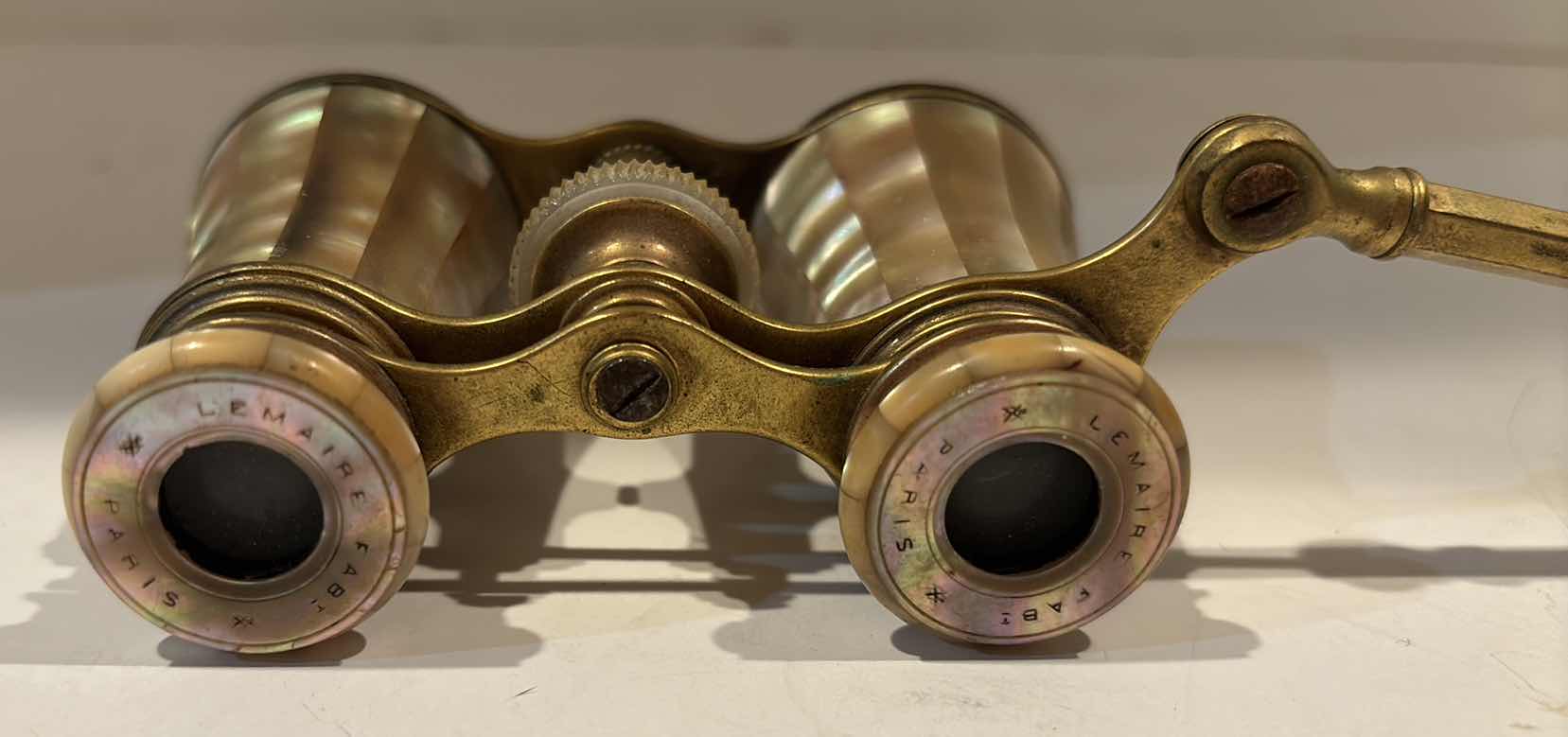 Photo 1 of 19TH CENTURY LEMAIRE FABT PARIS MOTHER OF PEARL ON BRASS OPERA GLASSES