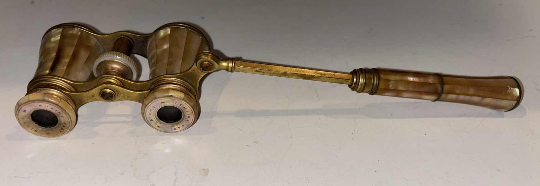 Photo 1 of 19TH CENTURY LEMAIRE FABT PARIS MOTHER OF PEARL ON BRASS OPERA GLASSES
