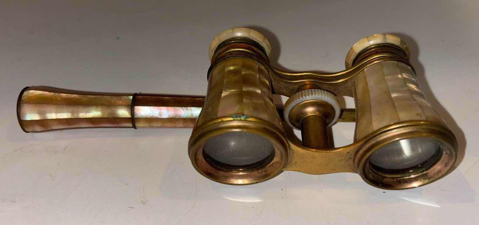 Photo 1 of 19TH CENTURY LEMAIRE FABT PARIS MOTHER OF PEARL ON BRASS OPERA GLASSES