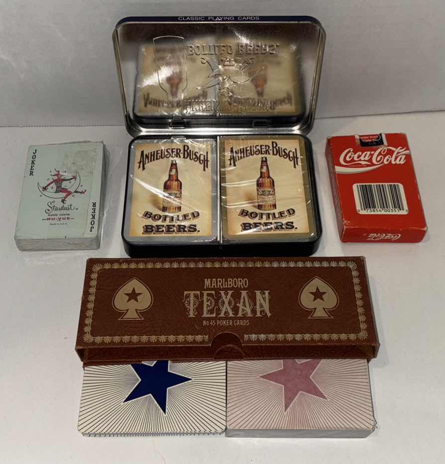 Photo 1 of ASSORTED BEER, COCA COLA & MARLBORO DECKS OF CARDS (4)
