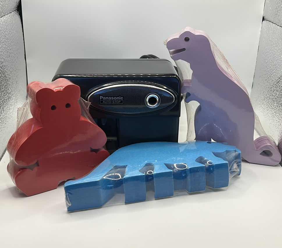 Photo 1 of PANASONIC ELECTRIC PENCIL SHARPENER - AUTO STOP & ANIMAL NOTEPADS