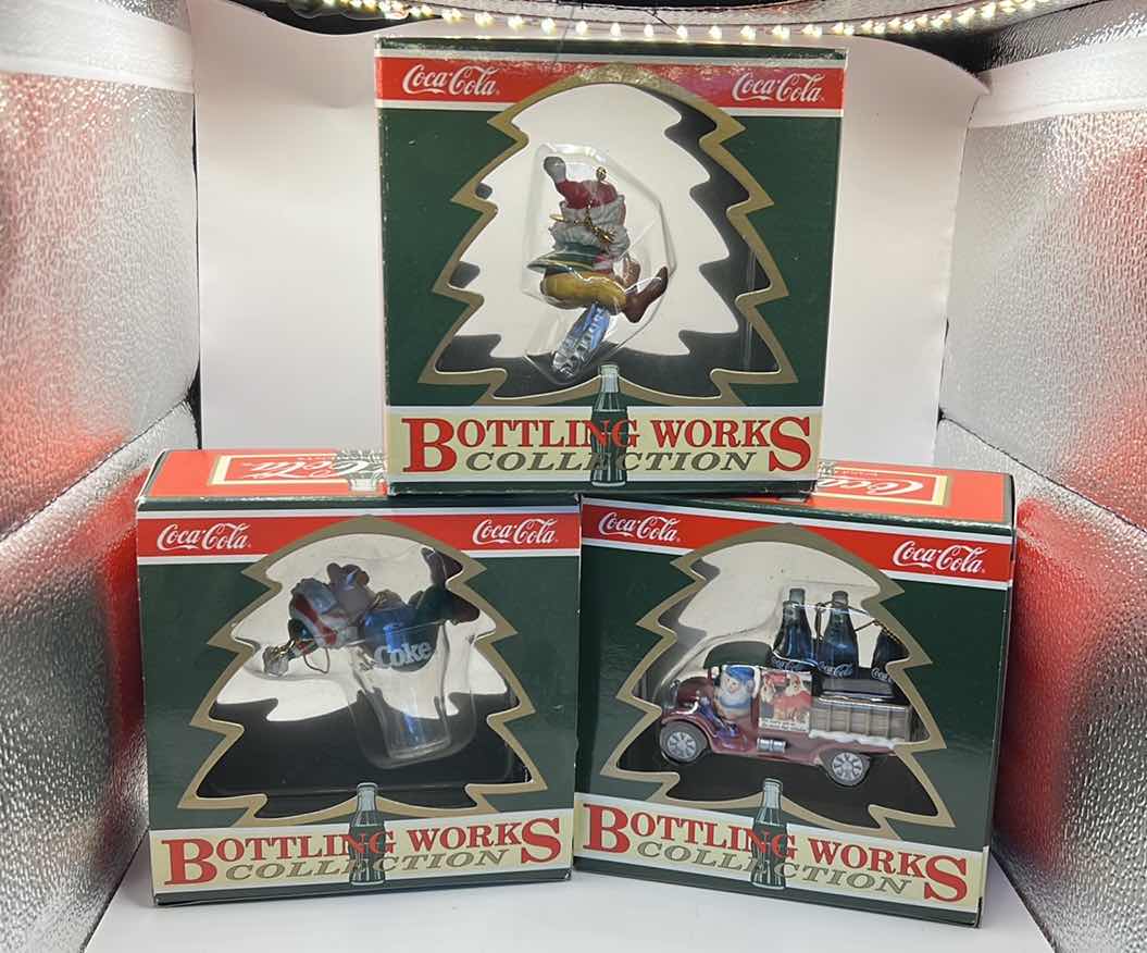 Photo 1 of 3 - VINTAGE COCA-COLA TRIM A TREE CHRISTMAS ORNAMENTS IN BOX