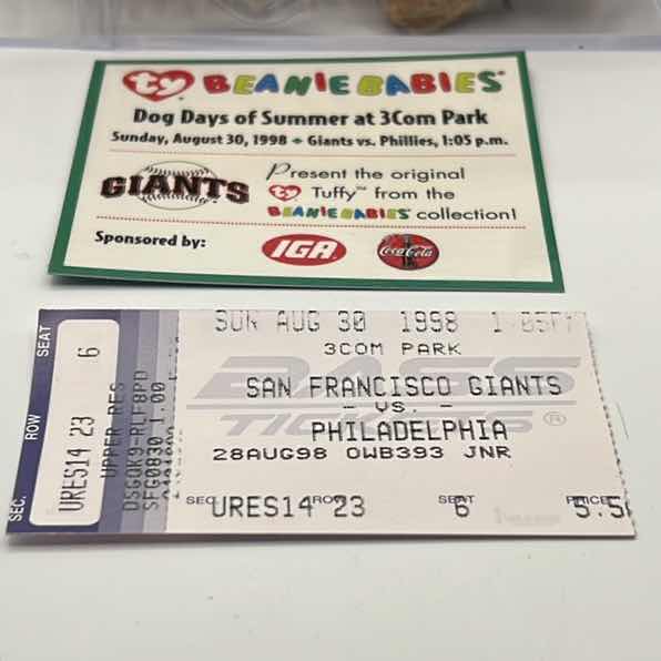 View 3 of SAN FRANCISCO GIANTS LIMITED EDITION TY BEANIE BABY PROMO WITH TICKET STUB AND CERTIF.