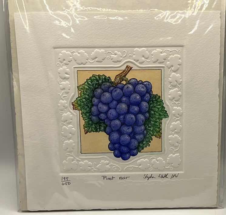 Photo 1 of LIMITED EDITION SIGNED STEPHEN WHITTLE - ‘PINOT NOIR’ GRAPE PRINT 6.5” x 7.5”