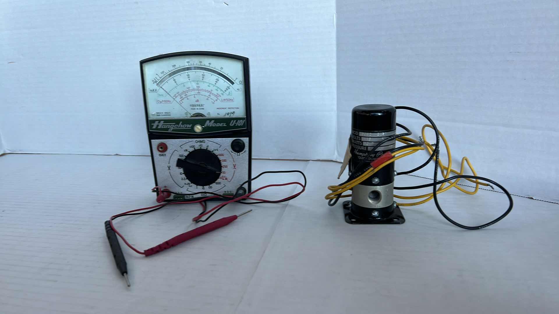 Photo 1 of VINTAGE HANGCHOW MODEL U-101 VOLTAGE METER AND A HUMPHREY PRODUCTS QUICK DUMP VALVE