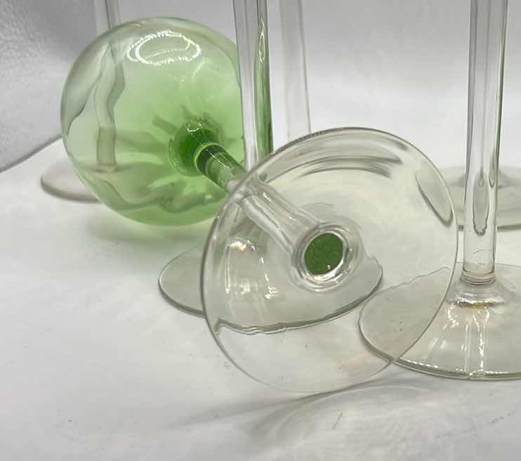 Photo 1 of SET OF 6 - VINTAGE COLORED GLASS WINE GLASSES