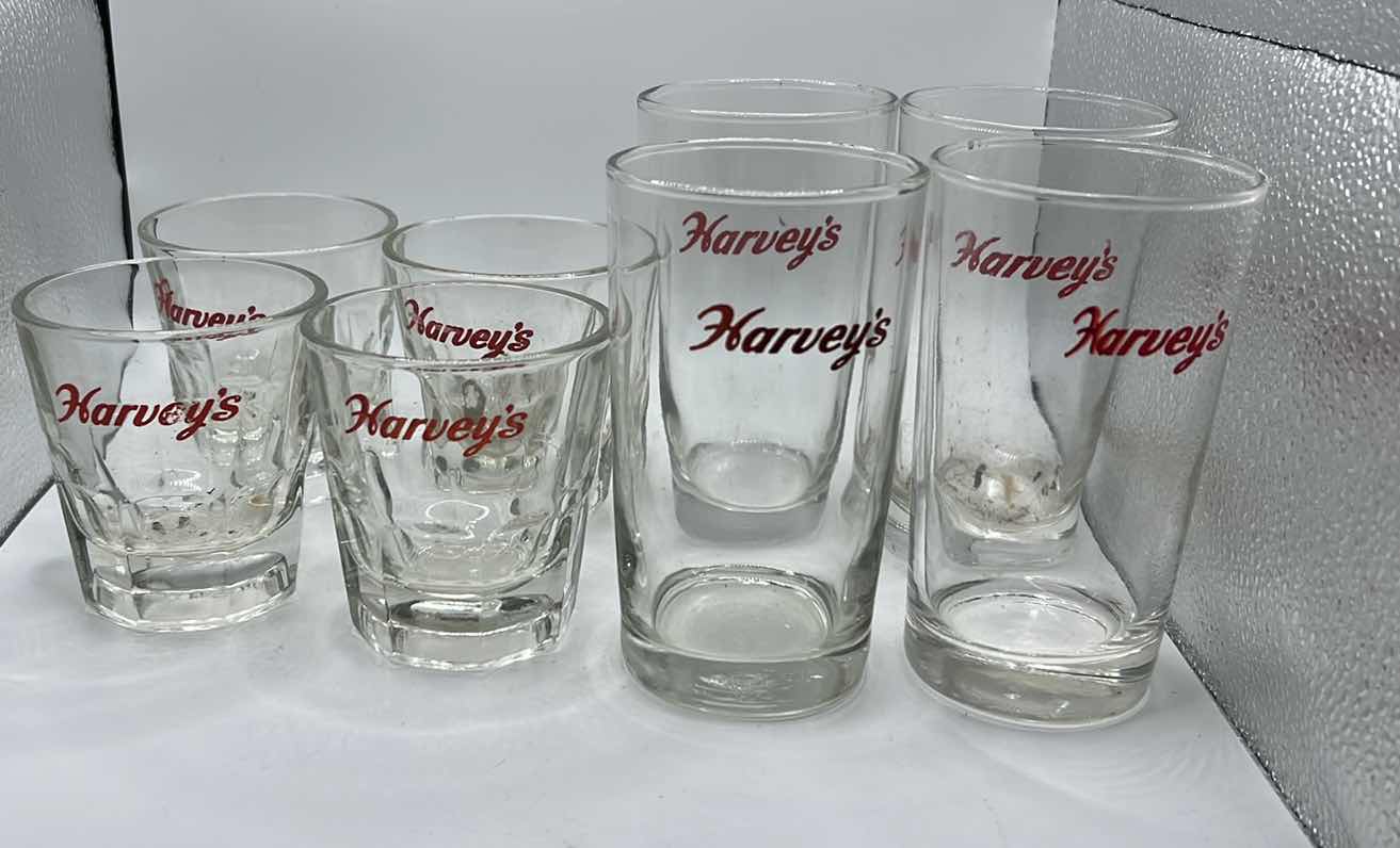 Photo 1 of 4 - HIGHBALL AND 4 COCKTAIL GLASSES VINTAGE HARVEYS CASINO SO. LAKE TAHOE