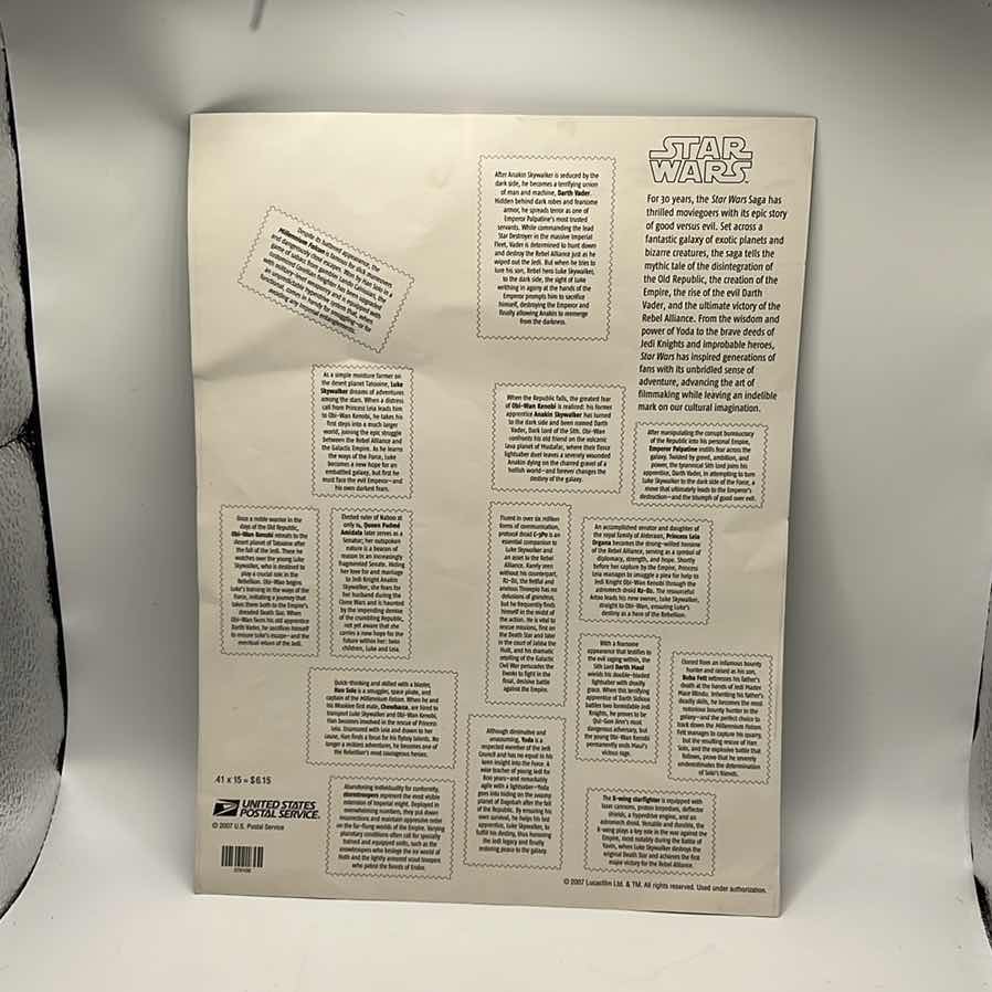 Photo 1 of STAR WARS MINT US POSTAGE SHEET SUITABLE FOR FRAMING - 10” x 7.5”
ACTUAL US STAMPS