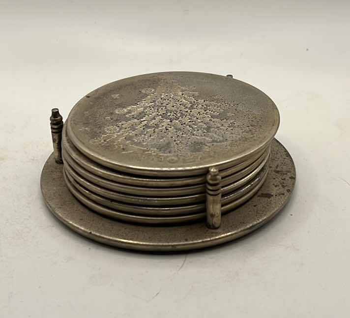 Photo 1 of GODINGER SILVER ART CO. - SILVER PLATE CHRISTMAS NOEL COASTER SET OF 6 WITH HOLDER