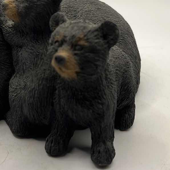 Photo 1 of BLACK BEAR AND CUBS CERAMIC FIGURE BY ARTIST COYCE 6” x 6” VINTAGE