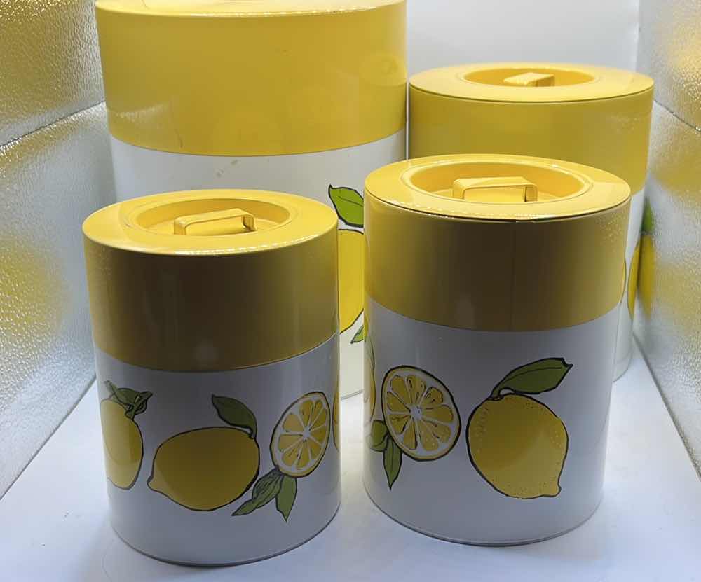 Photo 1 of VINTAGE 1970s METAL LEMONS CANISTER SET OF 4