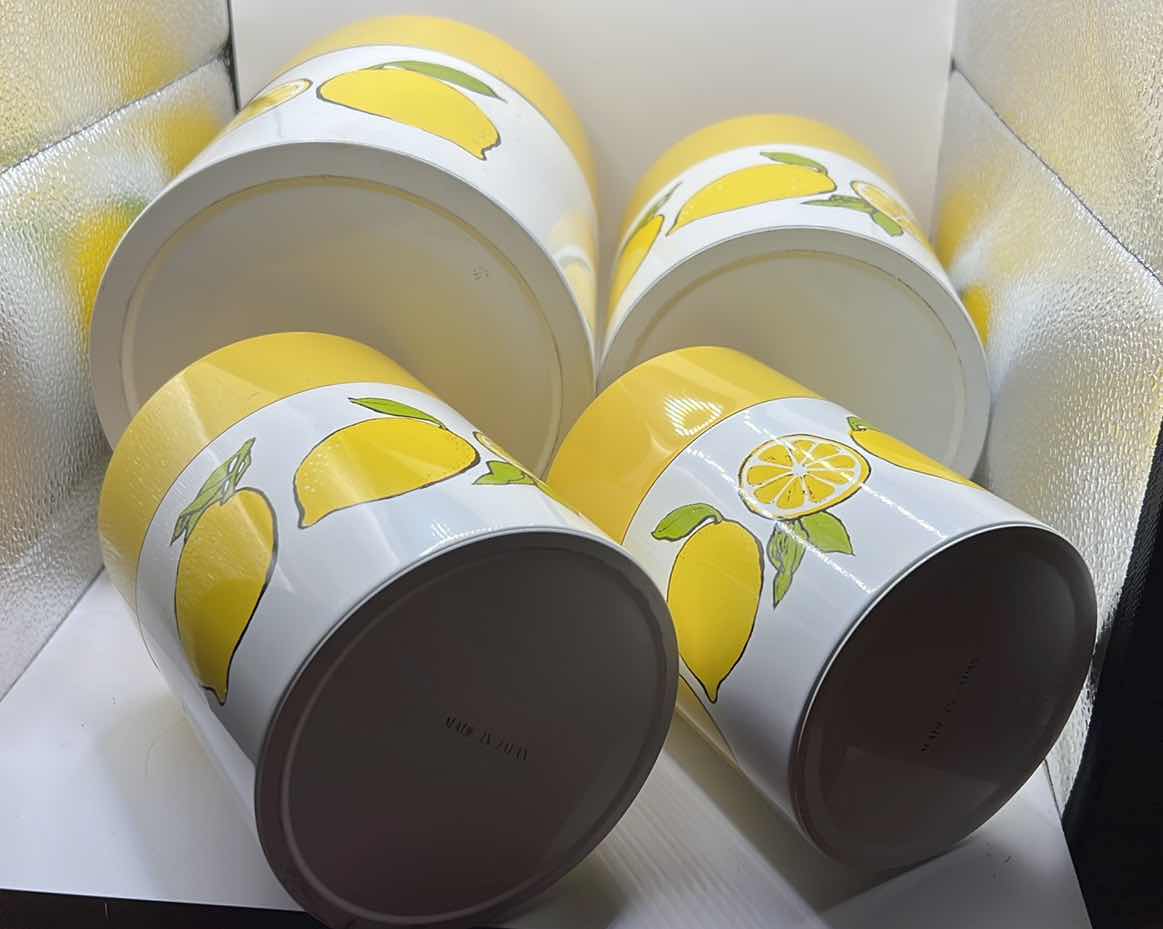 Photo 1 of VINTAGE 1970s METAL LEMONS CANISTER SET OF 4