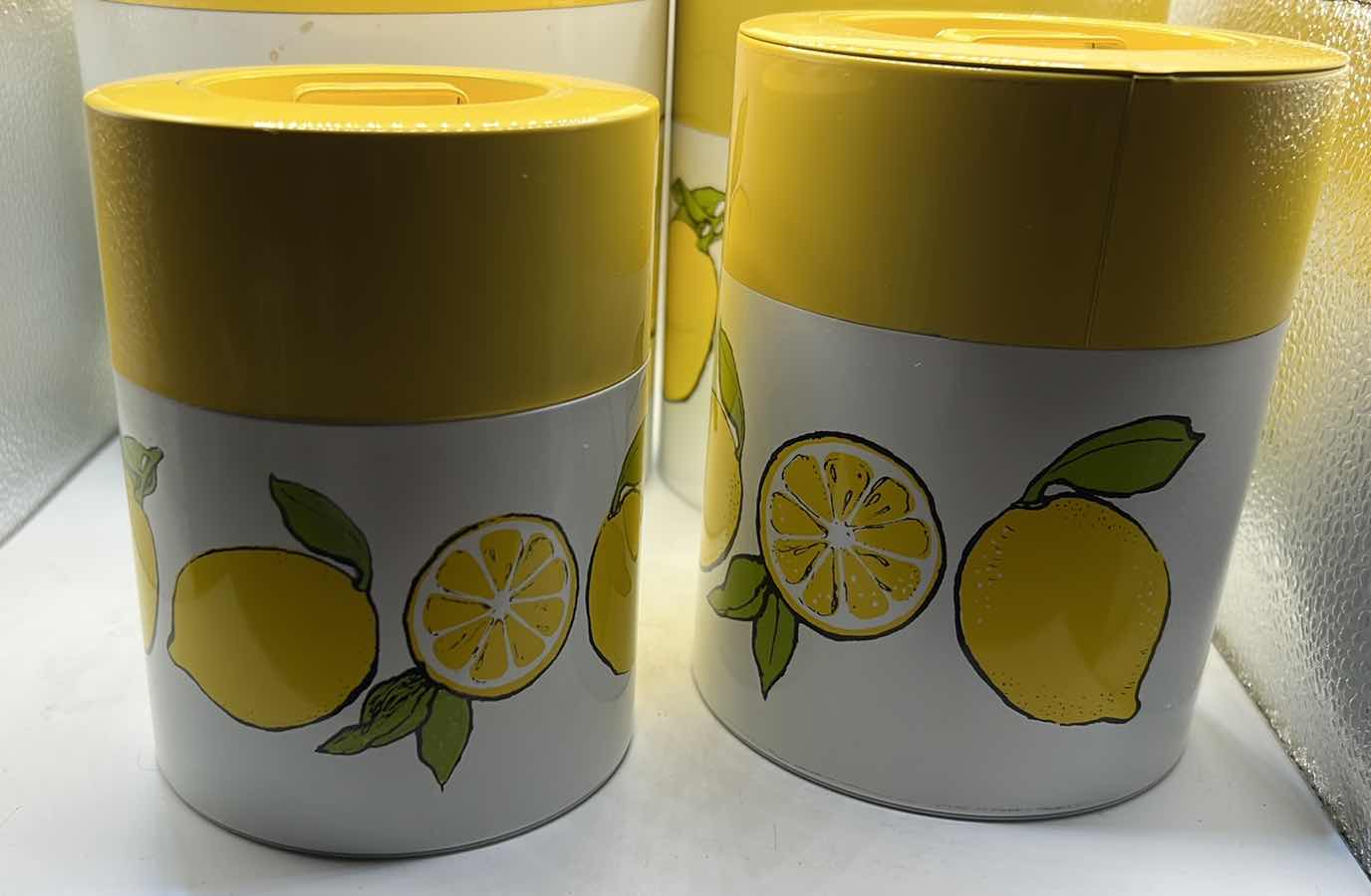 Photo 1 of VINTAGE 1970s METAL LEMONS CANISTER SET OF 4