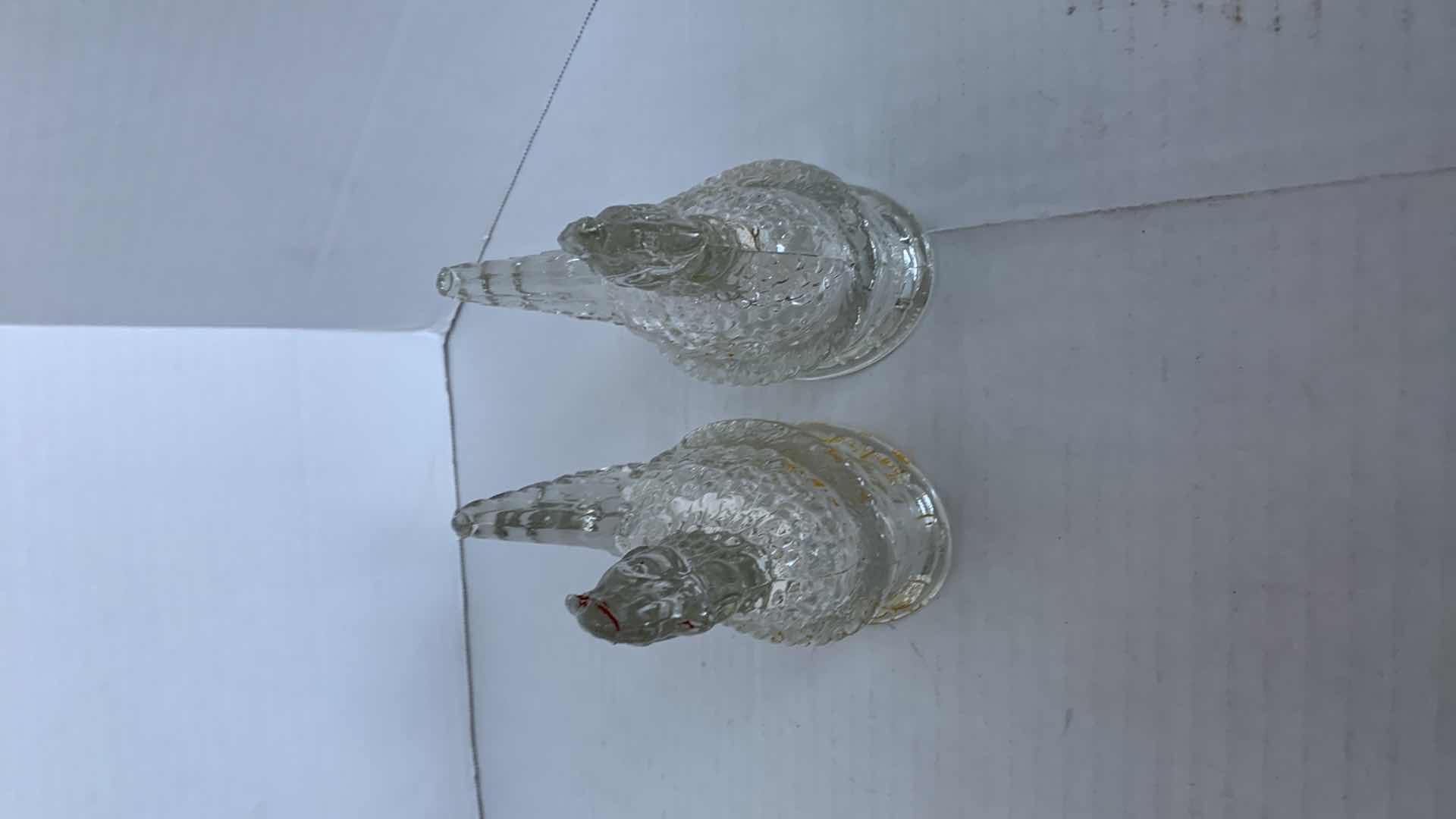 Photo 1 of 2-VINTAGE HEN IN NEST GLASS STATUES 5” TALL